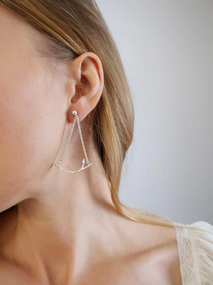 Silver Branch Chandelier Earrings