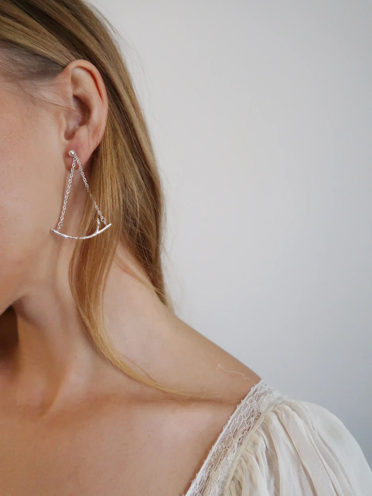 Silver Branch Chandelier Earrings