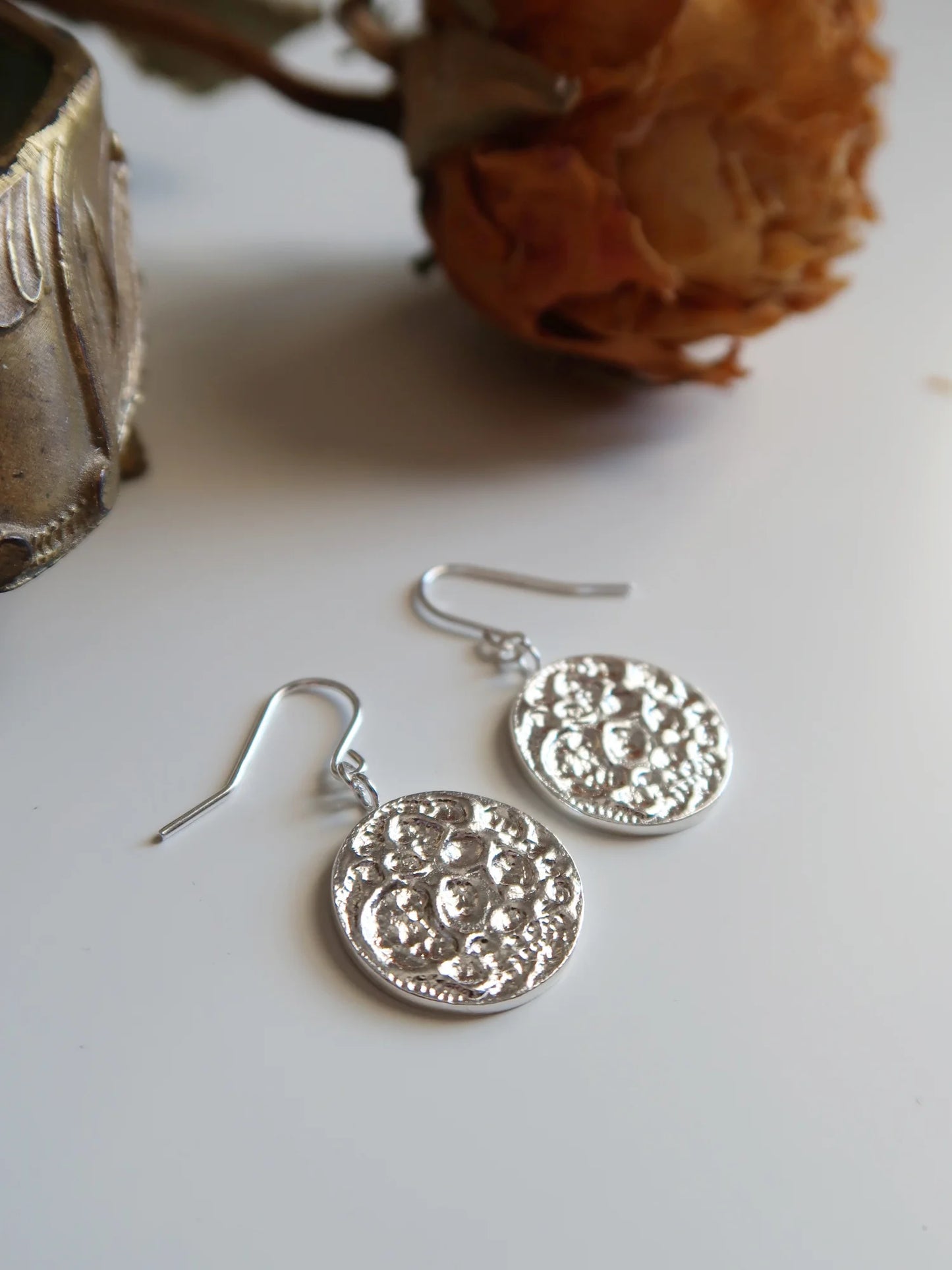 Full Moon Dangle Earrings - Silver