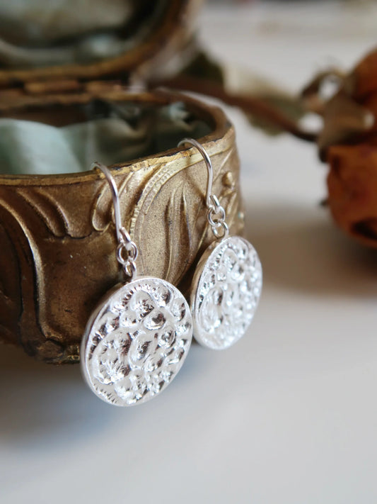 Full Moon Dangle Earrings - Silver
