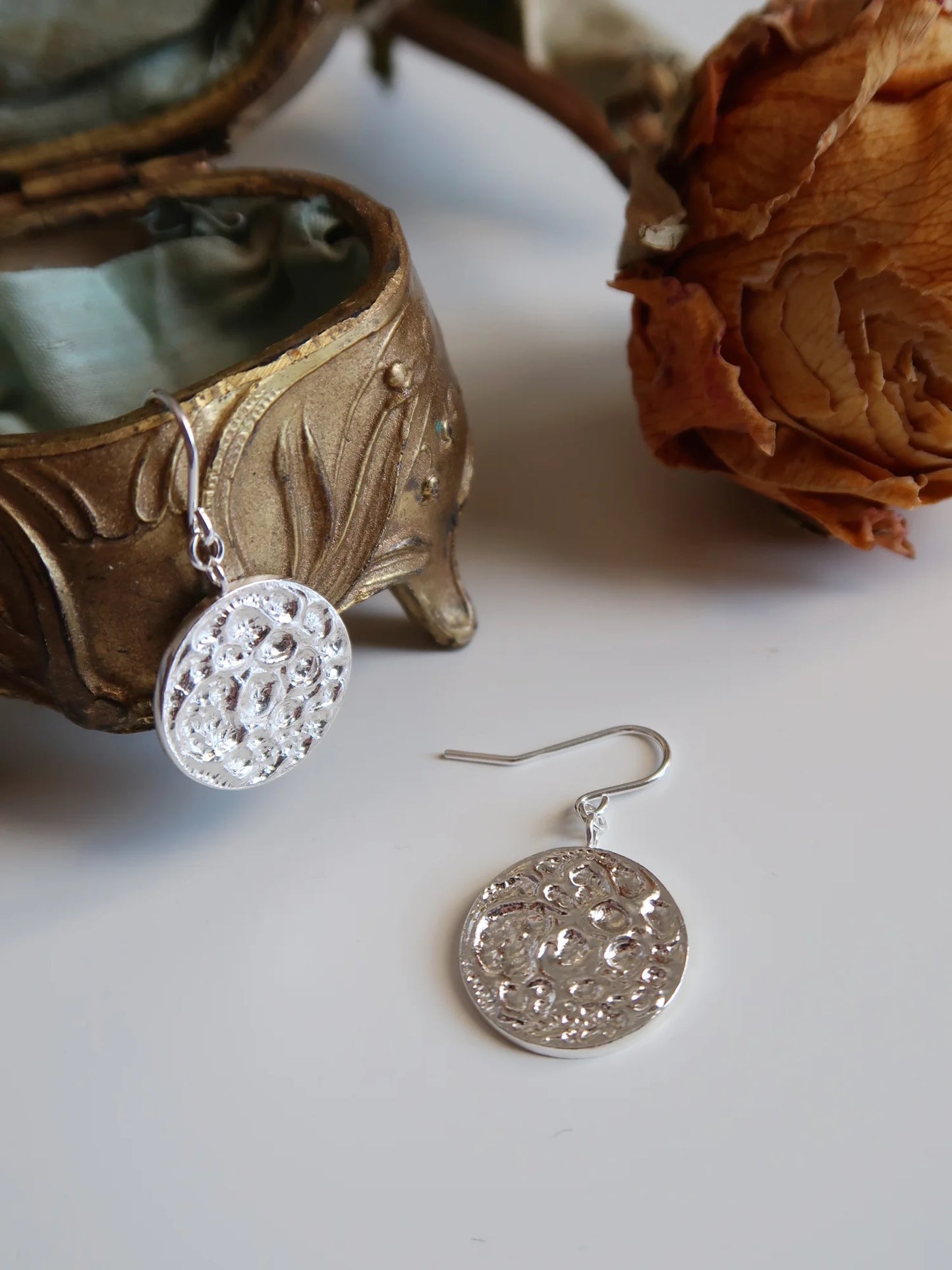 Full Moon Dangle Earrings - Silver