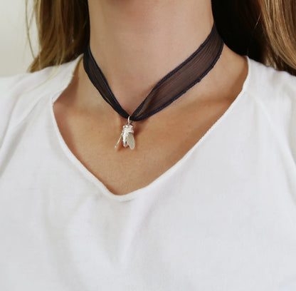 Sculptural Bee Necklace - Sterling Silver