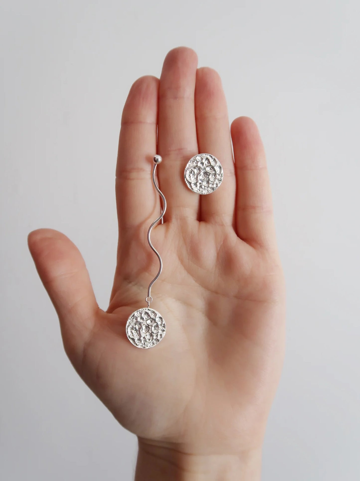 Asymmetrical Squiggle Moon Statement Earrings