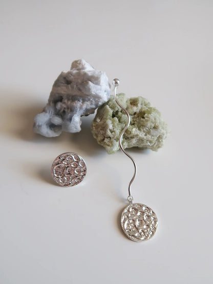 Asymmetrical Squiggle Moon Statement Earrings