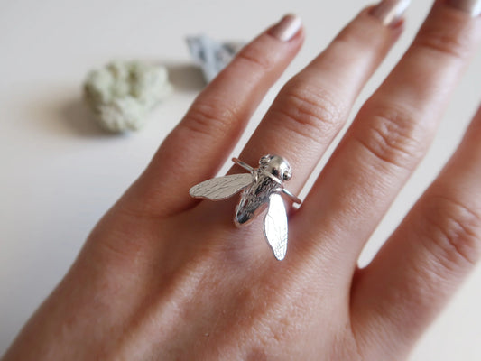 Sculptural Bee Ring - Sterling Silver