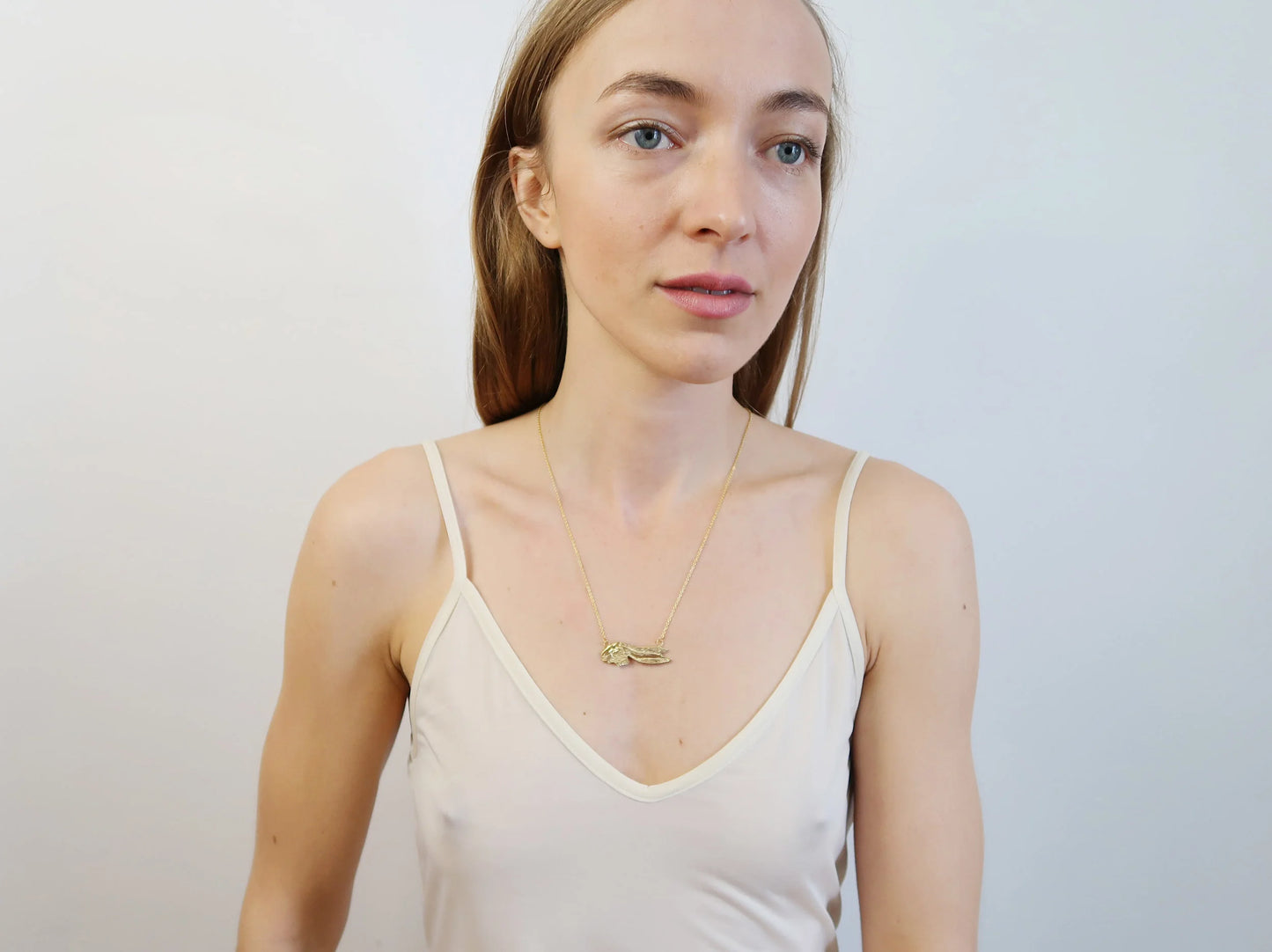 Rabbit Head Necklace - Gold Plated Sterling Silver