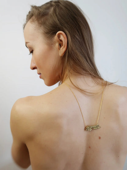 Rabbit Head Necklace - Gold Plated Sterling Silver