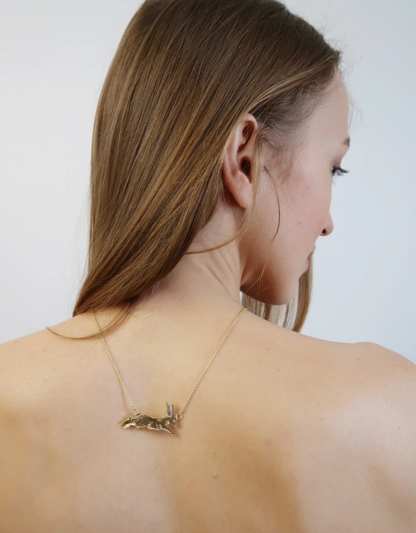 Leaping Rabbit Necklace - Gold Plated Sterling Silver