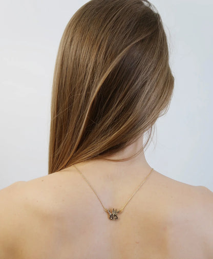 Two-Headed Rabbit Necklace - Gold Plated Sterling Silver