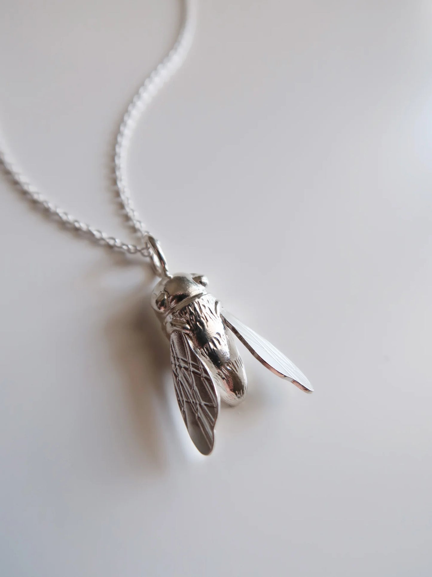 Sculptural Bee Necklace - Sterling Silver