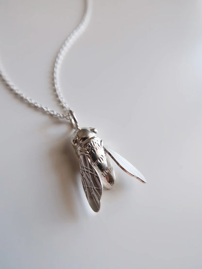 Sculptural Bee Necklace - Sterling Silver