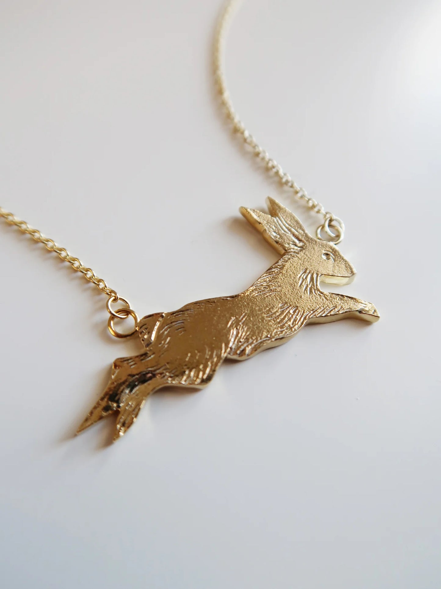 Leaping Rabbit Necklace - Gold Plated Sterling Silver
