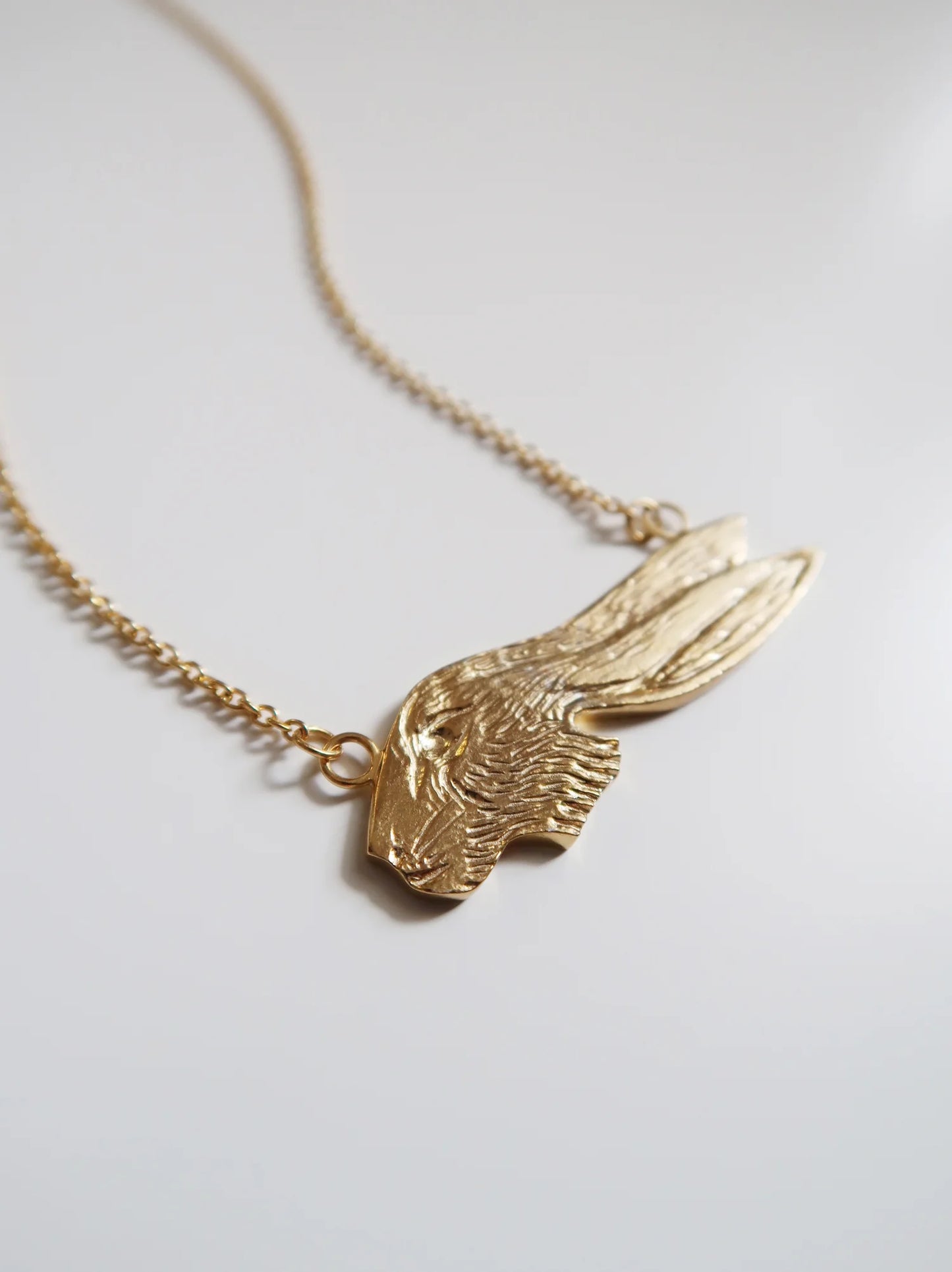 Rabbit Head Necklace - Gold Plated Sterling Silver