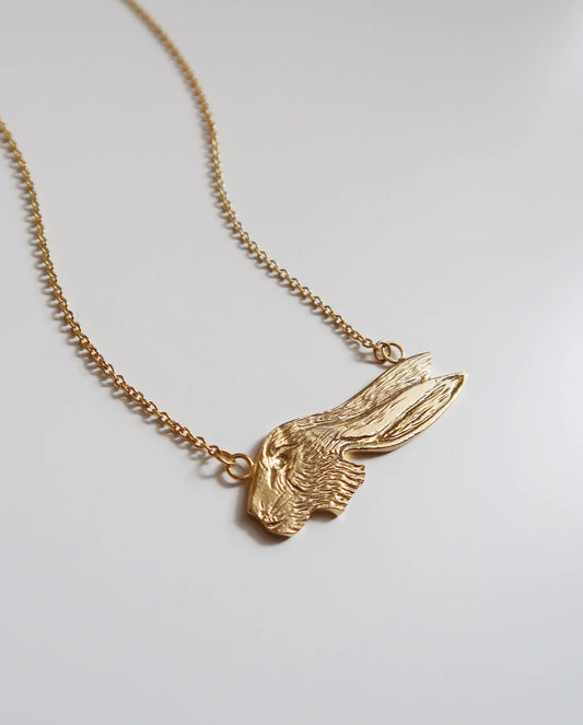 Rabbit Head Necklace - Gold Plated Sterling Silver