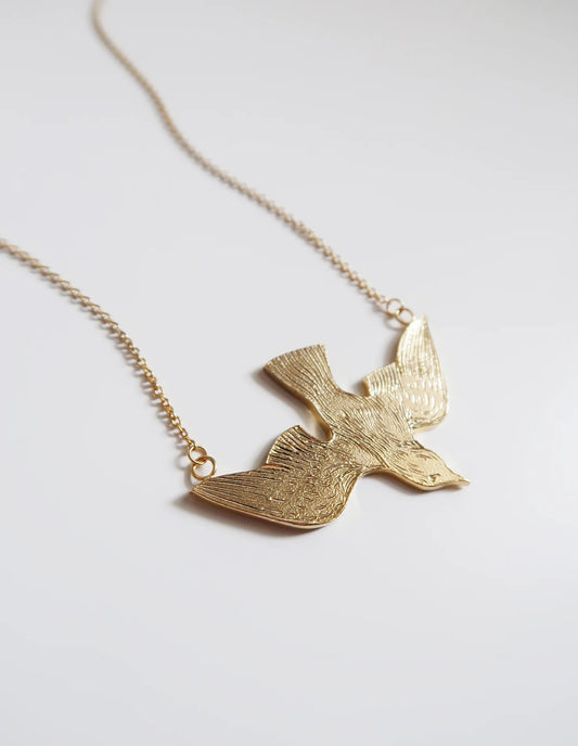 Soaring Bird Necklace - Gold Plated Sterling Silver