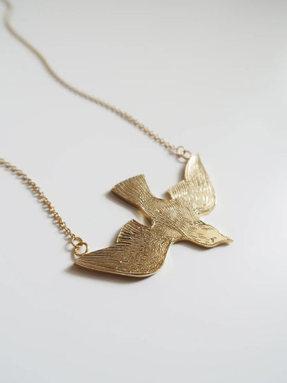 Soaring Bird Necklace - Gold Plated Sterling Silver