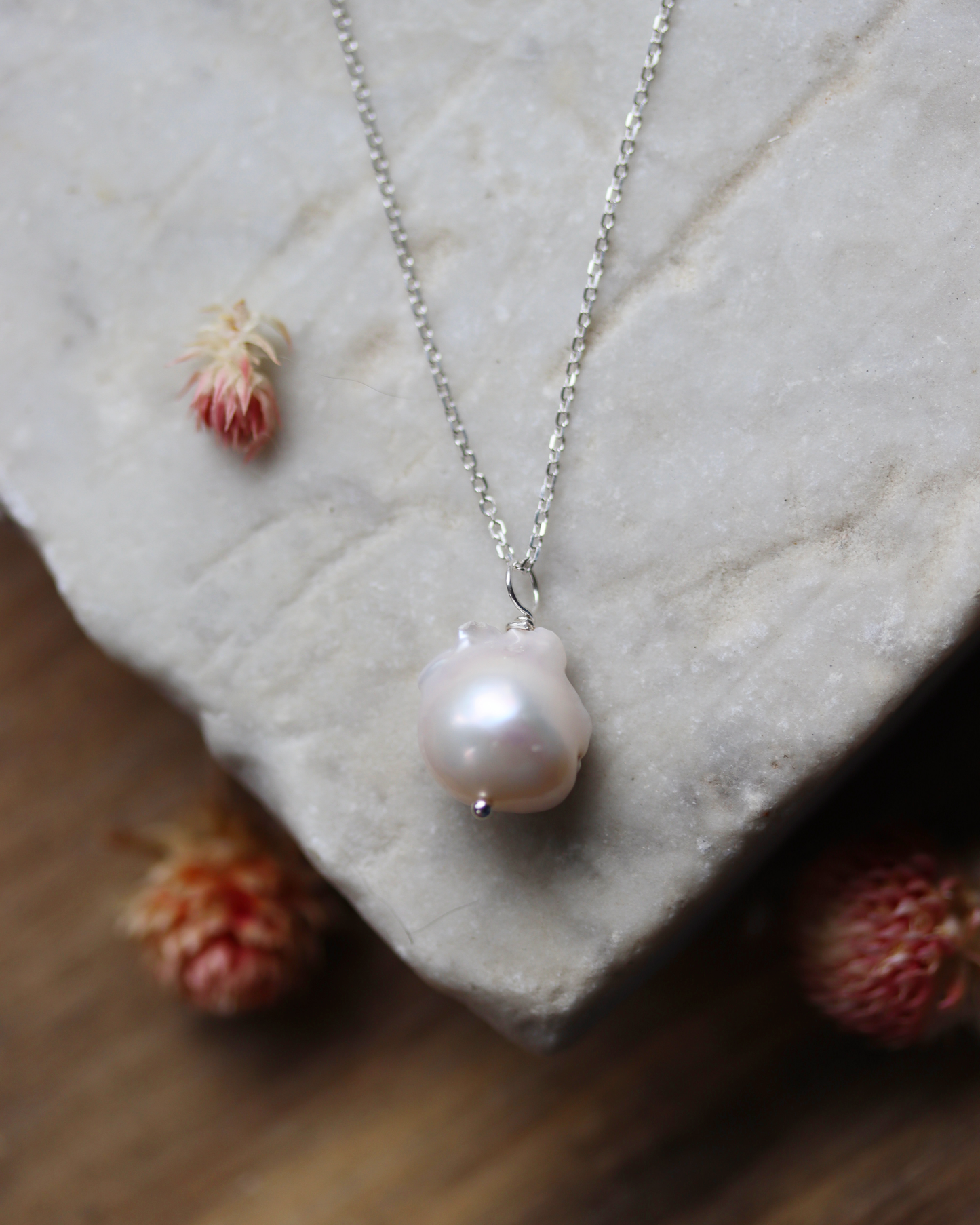 Baroque Pearl Pendant on Delicate Silver Chain