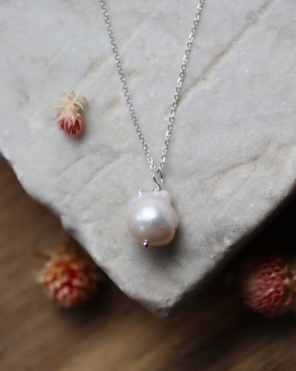 Baroque Pearl Pendant on Delicate Silver Chain