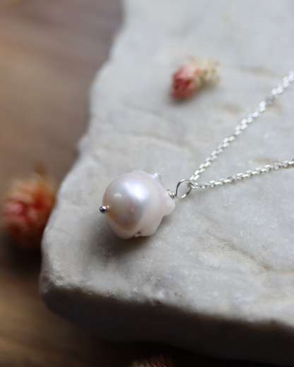 Baroque Pearl Pendant on Delicate Silver Chain