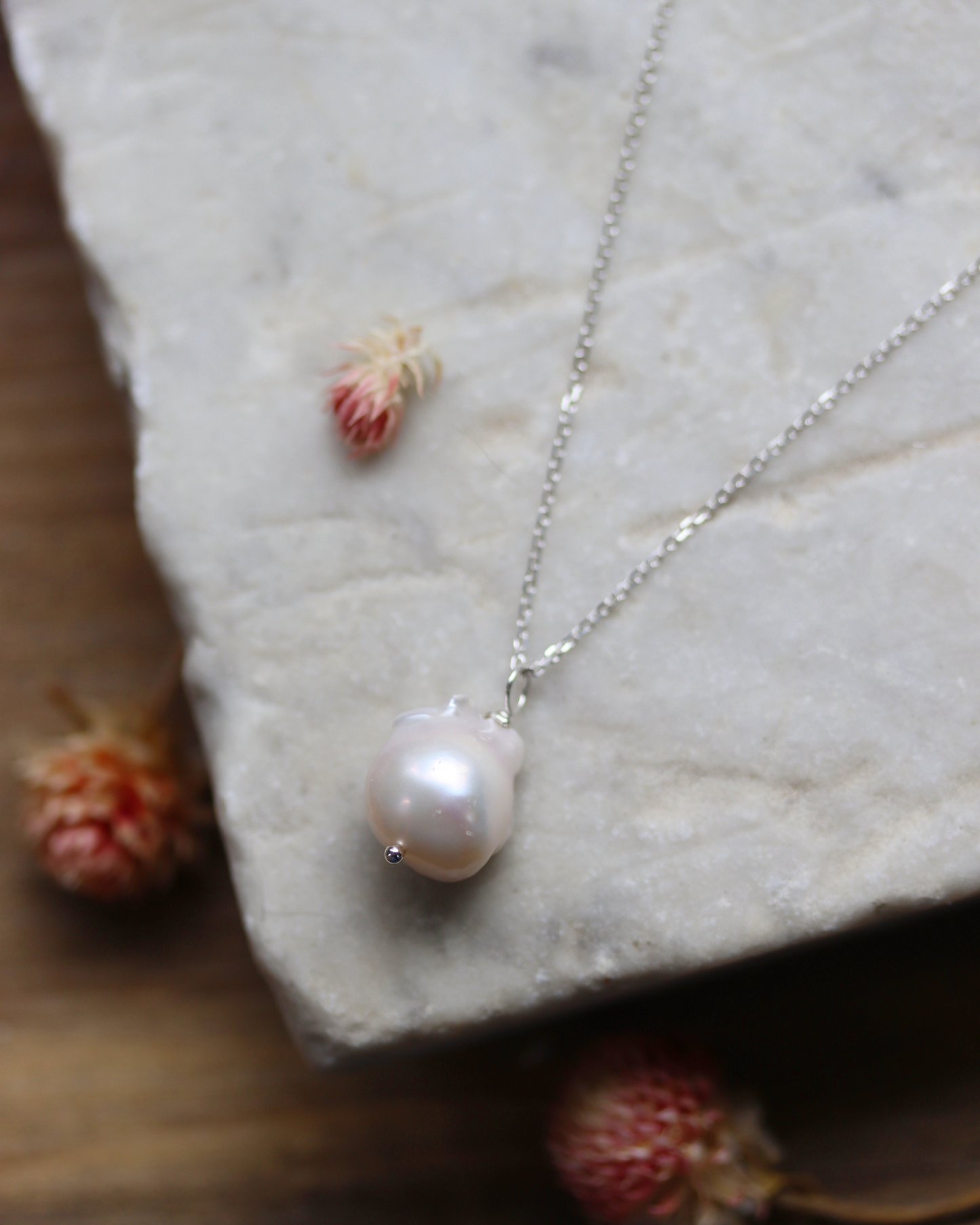 Baroque Pearl Pendant on Delicate Silver Chain