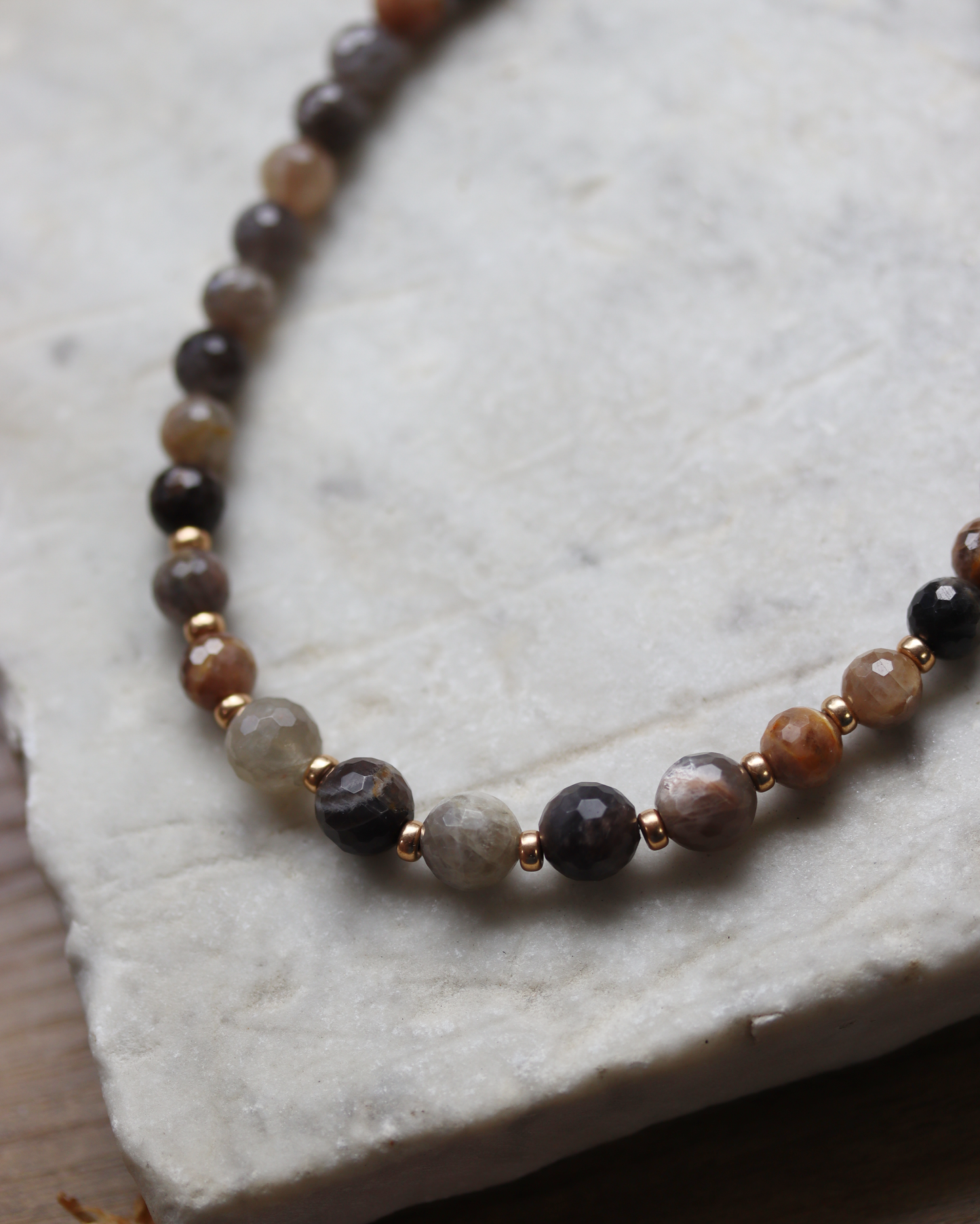 Black Sunstone Beaded Statement Necklace