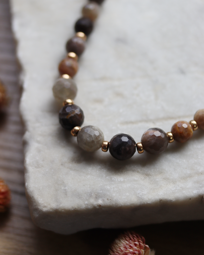 Black Sunstone Beaded Statement Necklace