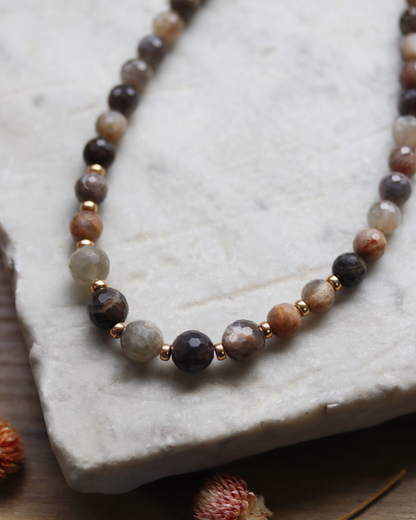 Black Sunstone Beaded Statement Necklace