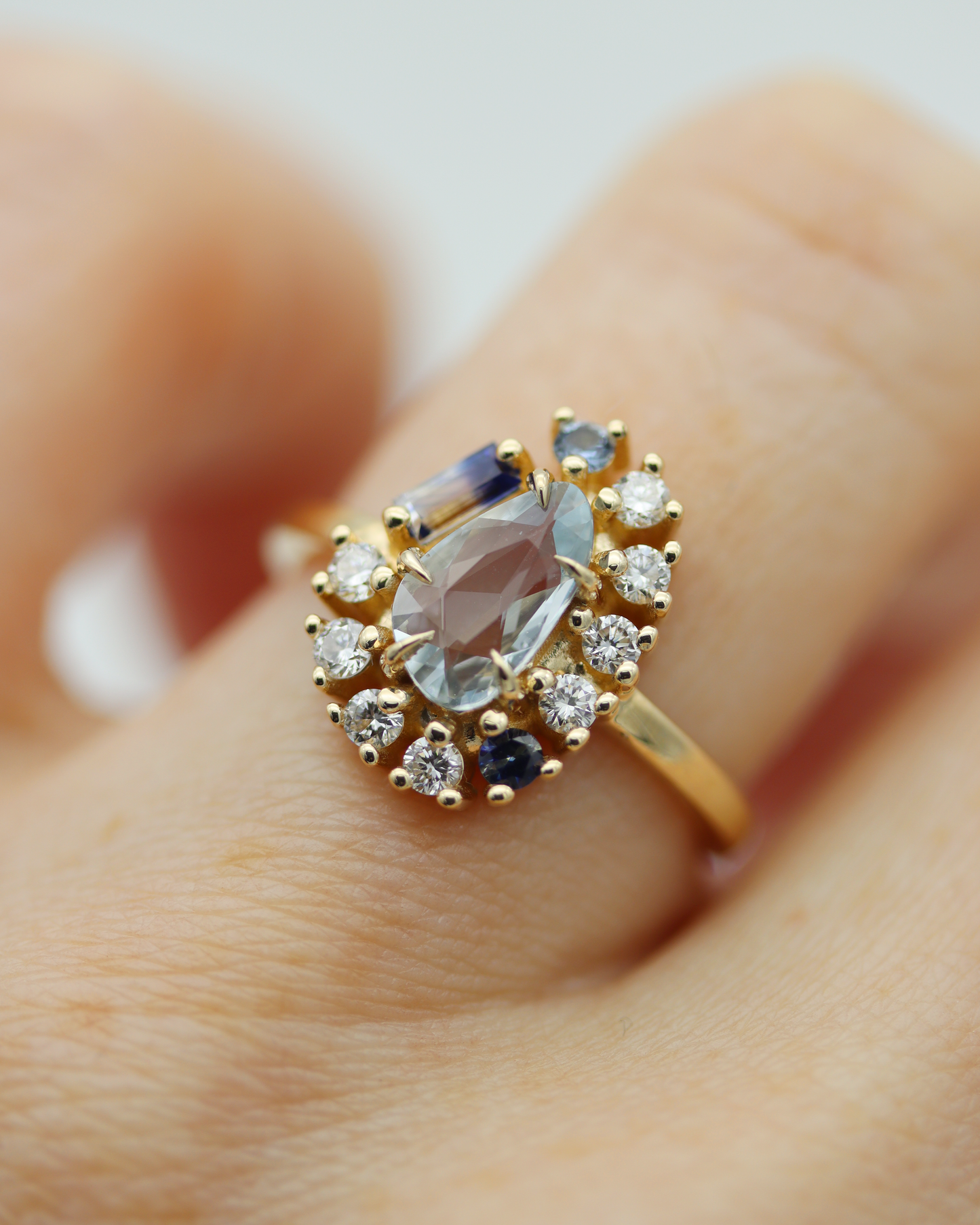 Painter’s Palette 0.65ct Pale Blue Rose Cut Sapphire Cluster Ring