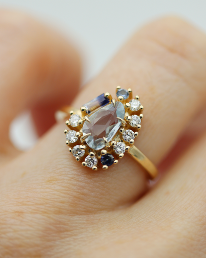 Painter’s Palette 0.65ct Pale Blue Rose Cut Sapphire Cluster Ring