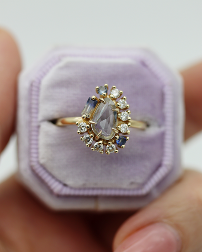 Painter’s Palette 0.65ct Pale Blue Rose Cut Sapphire Cluster Ring