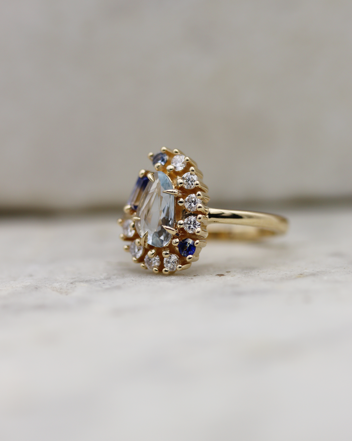 Painter’s Palette 0.65ct Pale Blue Rose Cut Sapphire Cluster Ring