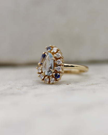 Painter’s Palette 0.65ct Pale Blue Rose Cut Sapphire Cluster Ring