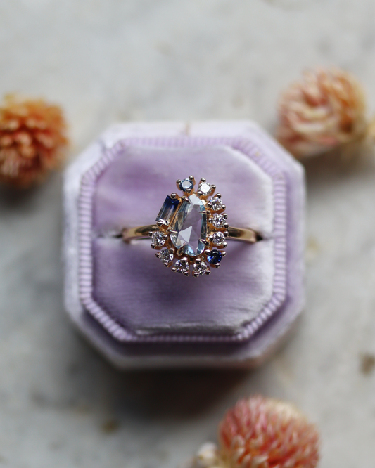 Painter’s Palette 0.65ct Pale Blue Rose Cut Sapphire Cluster Ring