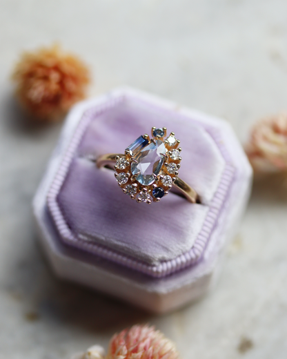 Painter’s Palette 0.65ct Pale Blue Rose Cut Sapphire Cluster Ring