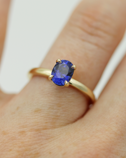 Fiona 1.24ct Oval Cut Blue Sapphire Solitaire Engagement Ring