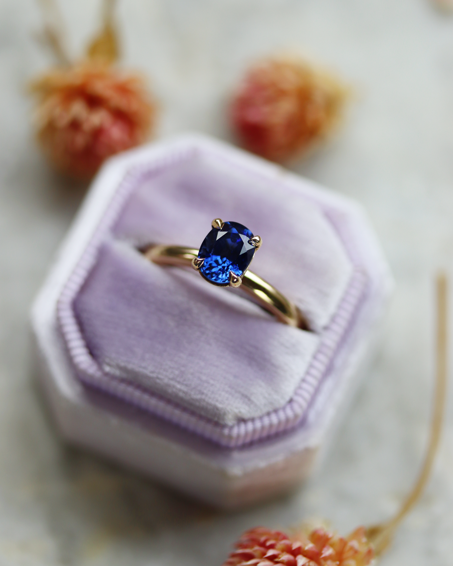 Fiona 1.24ct Oval Cut Blue Sapphire Solitaire Engagement Ring