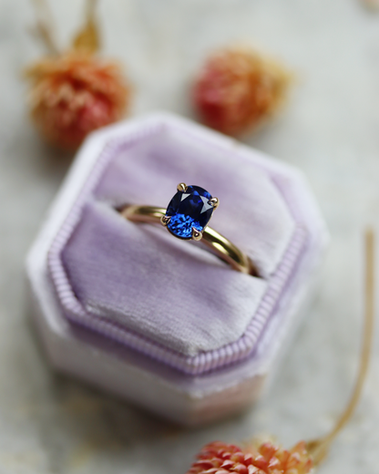 Fiona 1.24ct Oval Cut Blue Sapphire Solitaire Engagement Ring