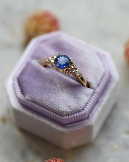 Arabella 0.92ct Round Brilliant Cut Azure Blue Sapphire Engagement Ring with Lab Diamond Accents