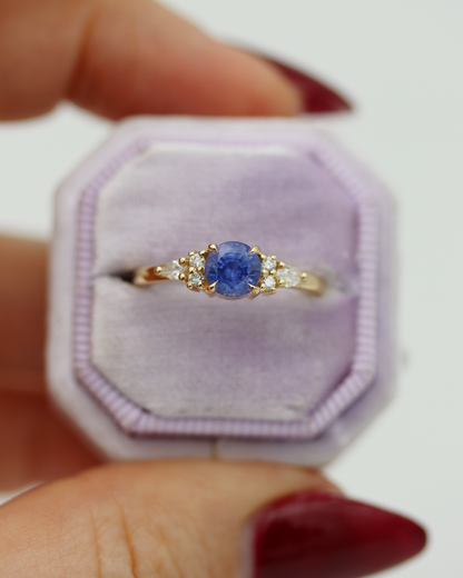 Arabella 0.92ct Round Brilliant Cut Azure Blue Sapphire Engagement Ring with Lab Diamond Accents