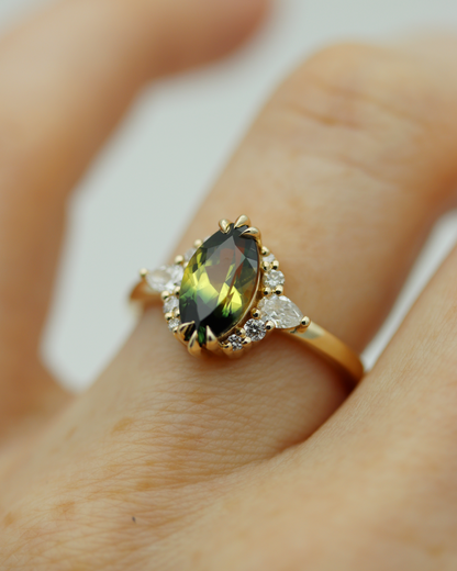 Rhonwen 1.65ct Marquise Parti Sapphire Engagement Ring (Available for Custom)