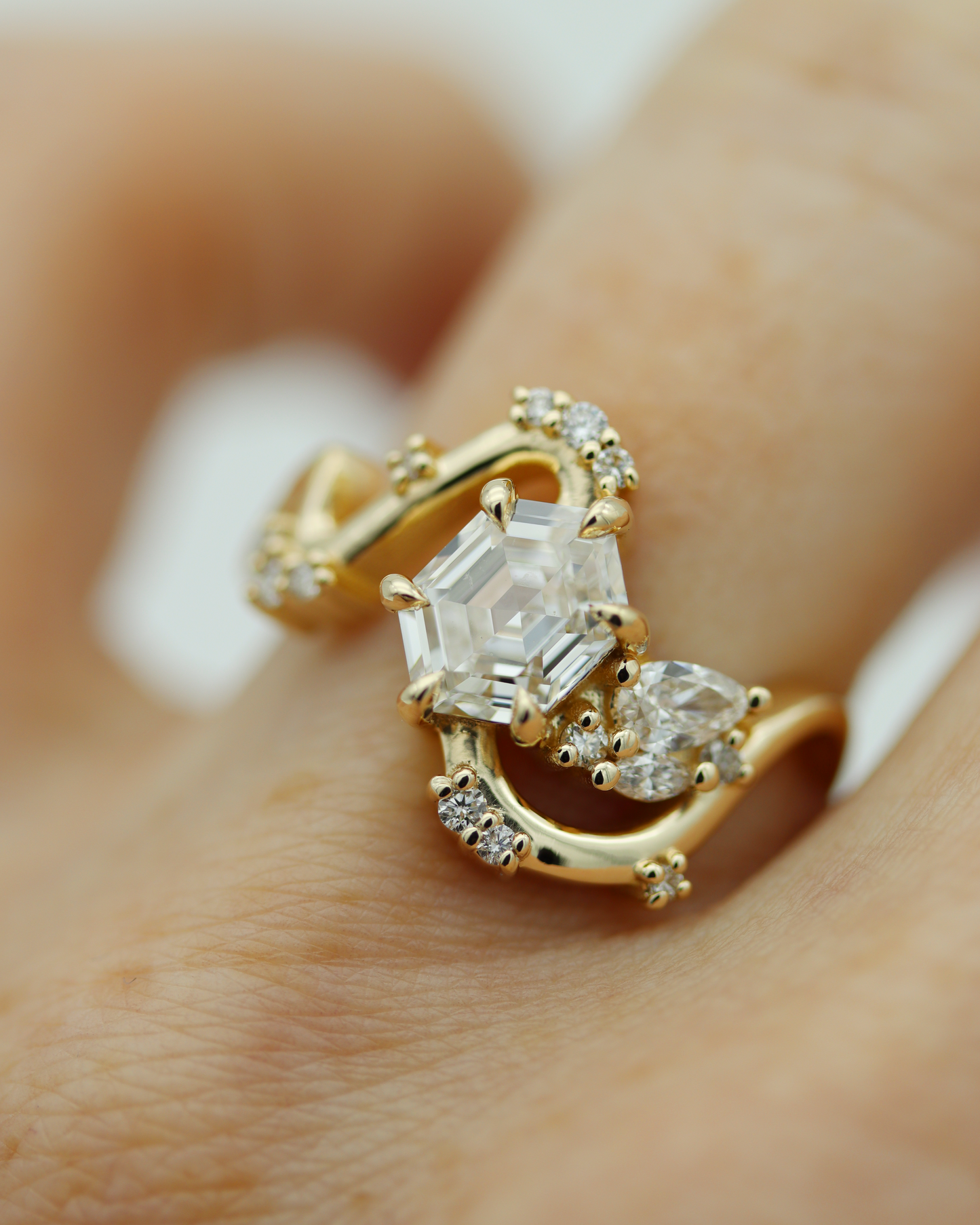 Radiant Waves 1.16ct Hexagonal Cut Lab Diamond Engagement Ring