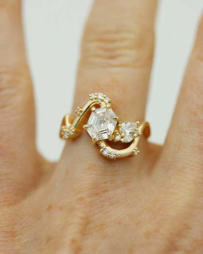 Radiant Waves 1.16ct Hexagonal Cut Lab Diamond Engagement Ring