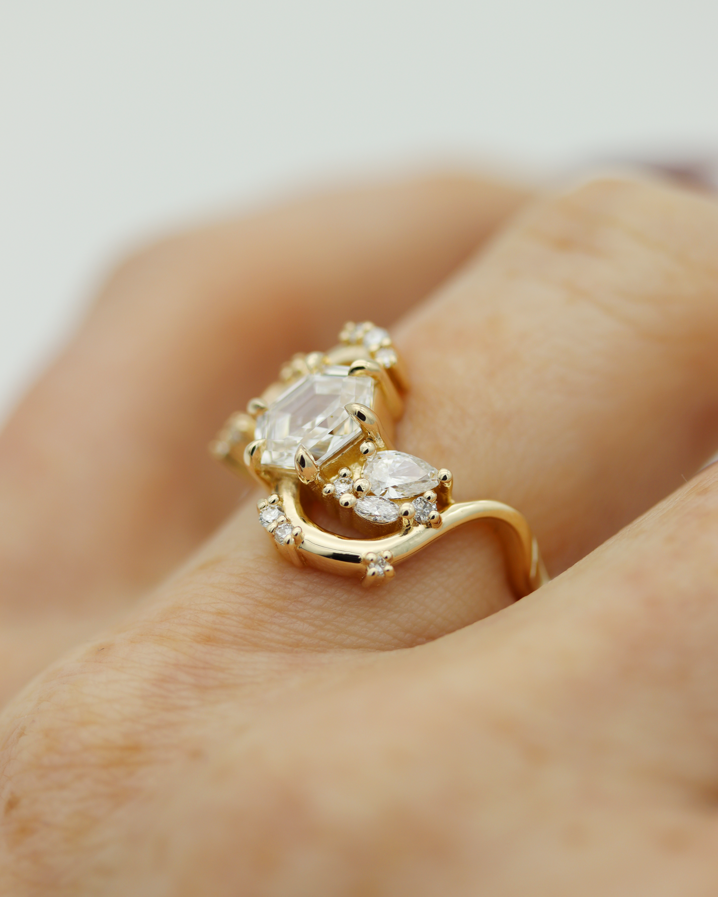Radiant Waves 1.16ct Hexagonal Cut Lab Diamond Engagement Ring