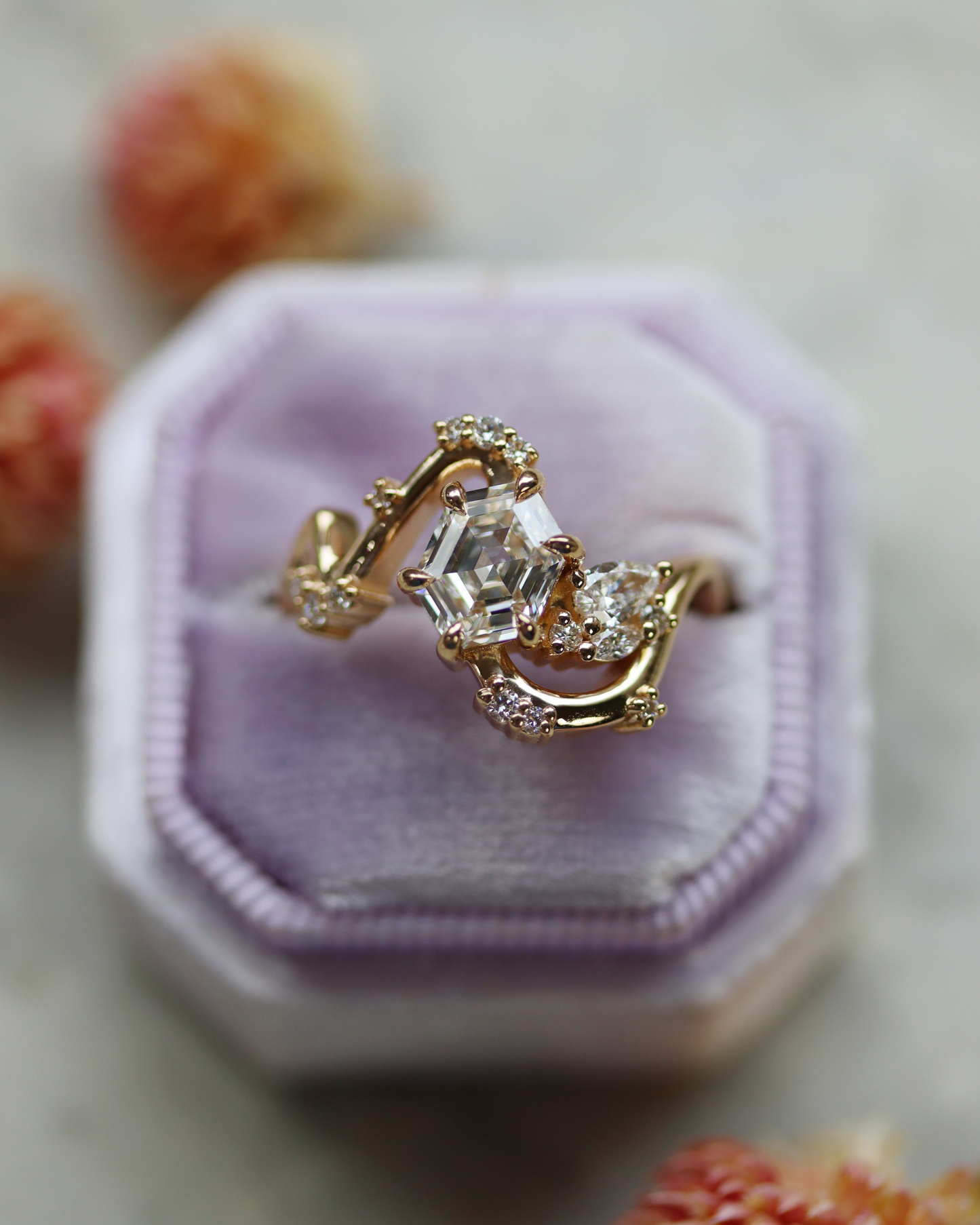 Radiant Waves 1.16ct Hexagonal Cut Lab Diamond Engagement Ring