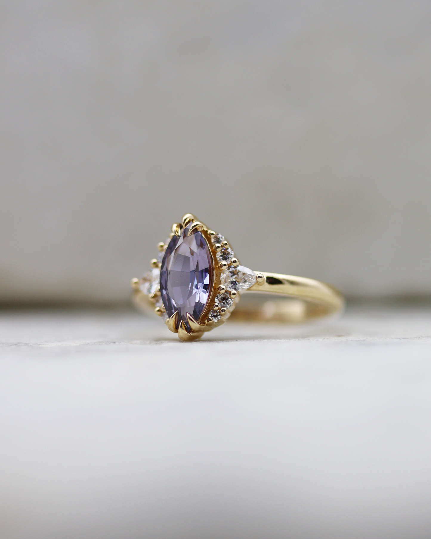 Rhonwen 1.24ct Lavender Marquise Cut Sapphire and Diamond Engagement Ring