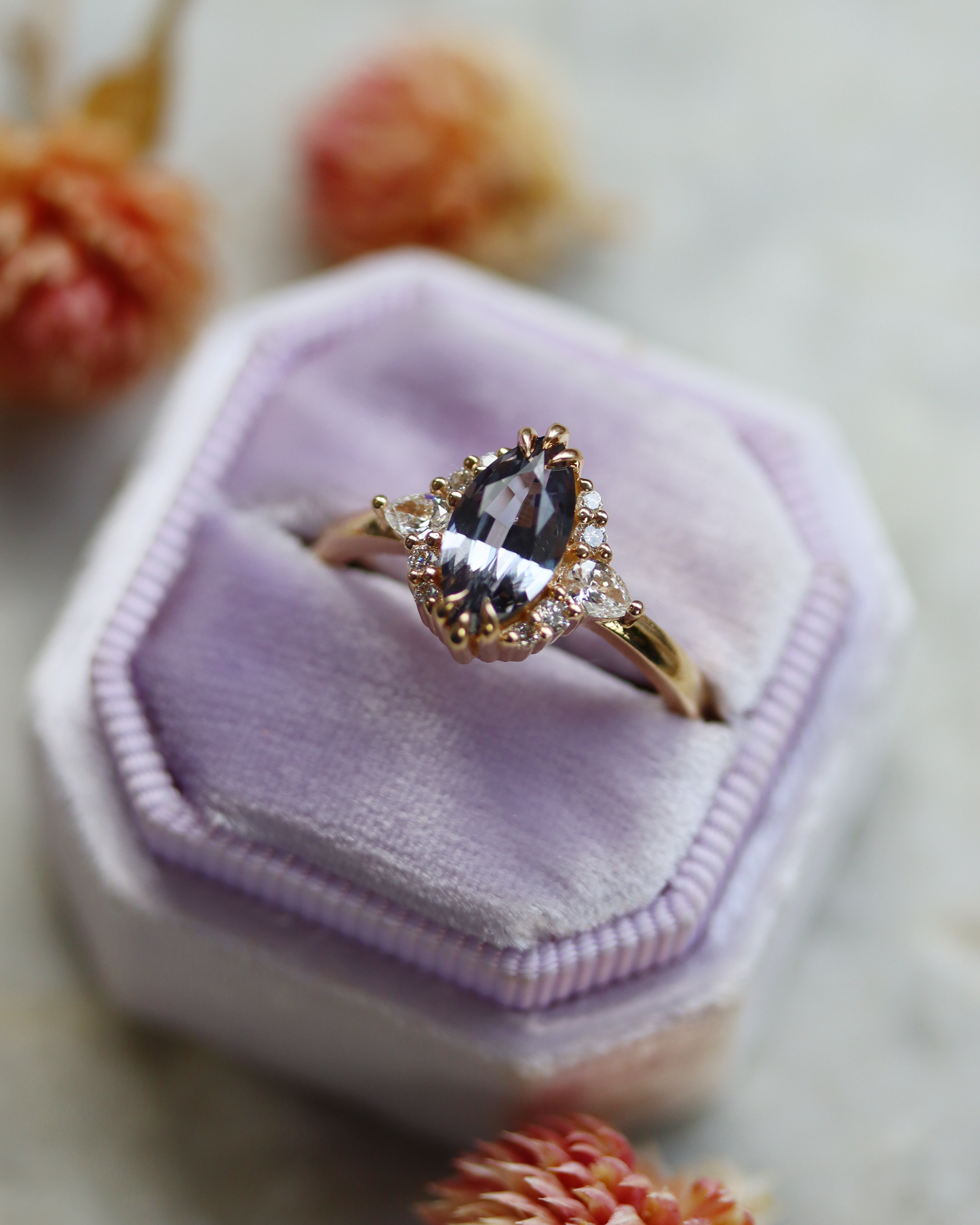 Rhonwen 1.24ct Lavender Marquise Cut Sapphire and Diamond Engagement Ring