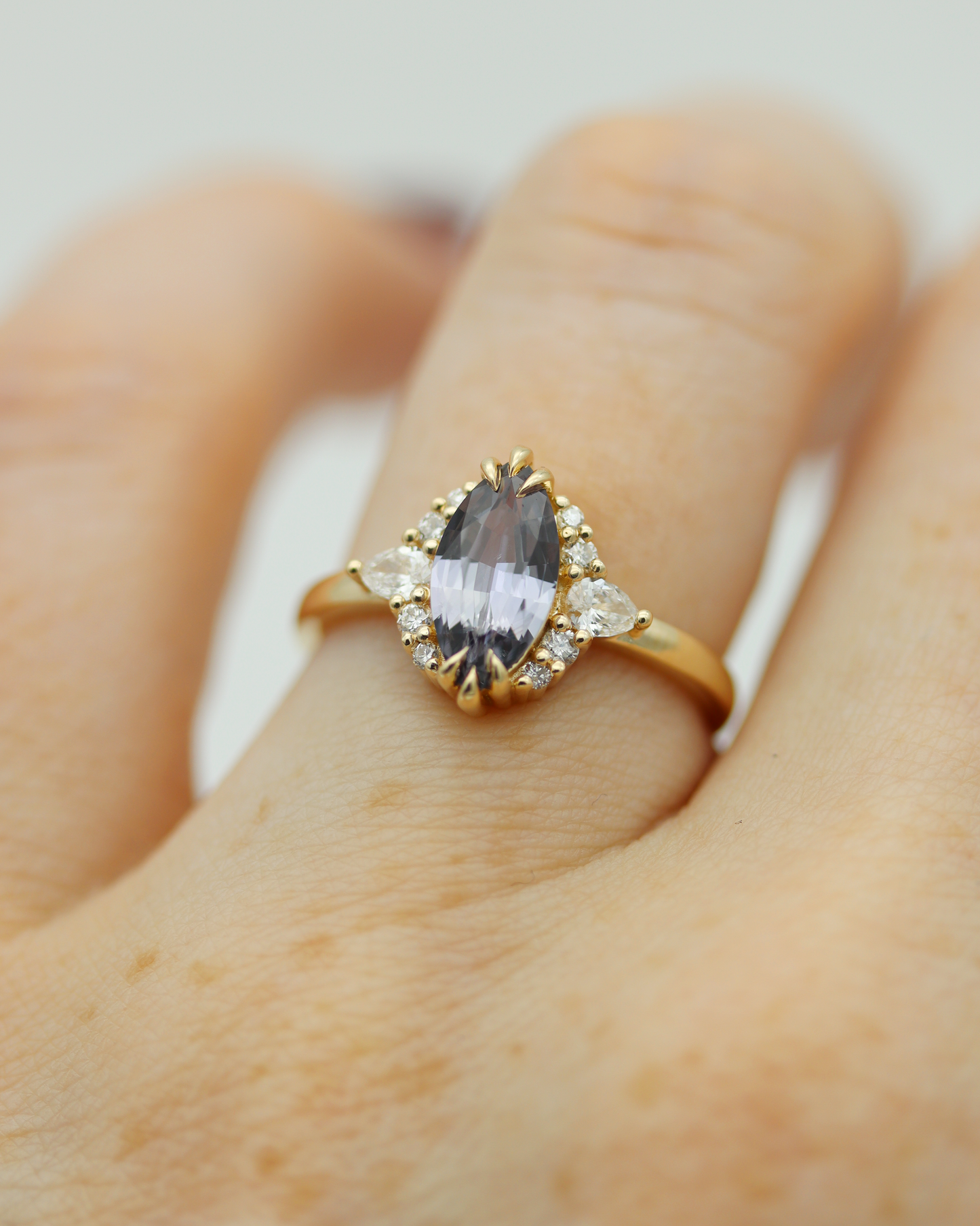 Rhonwen 1.24ct Lavender Marquise Cut Sapphire and Diamond Engagement Ring