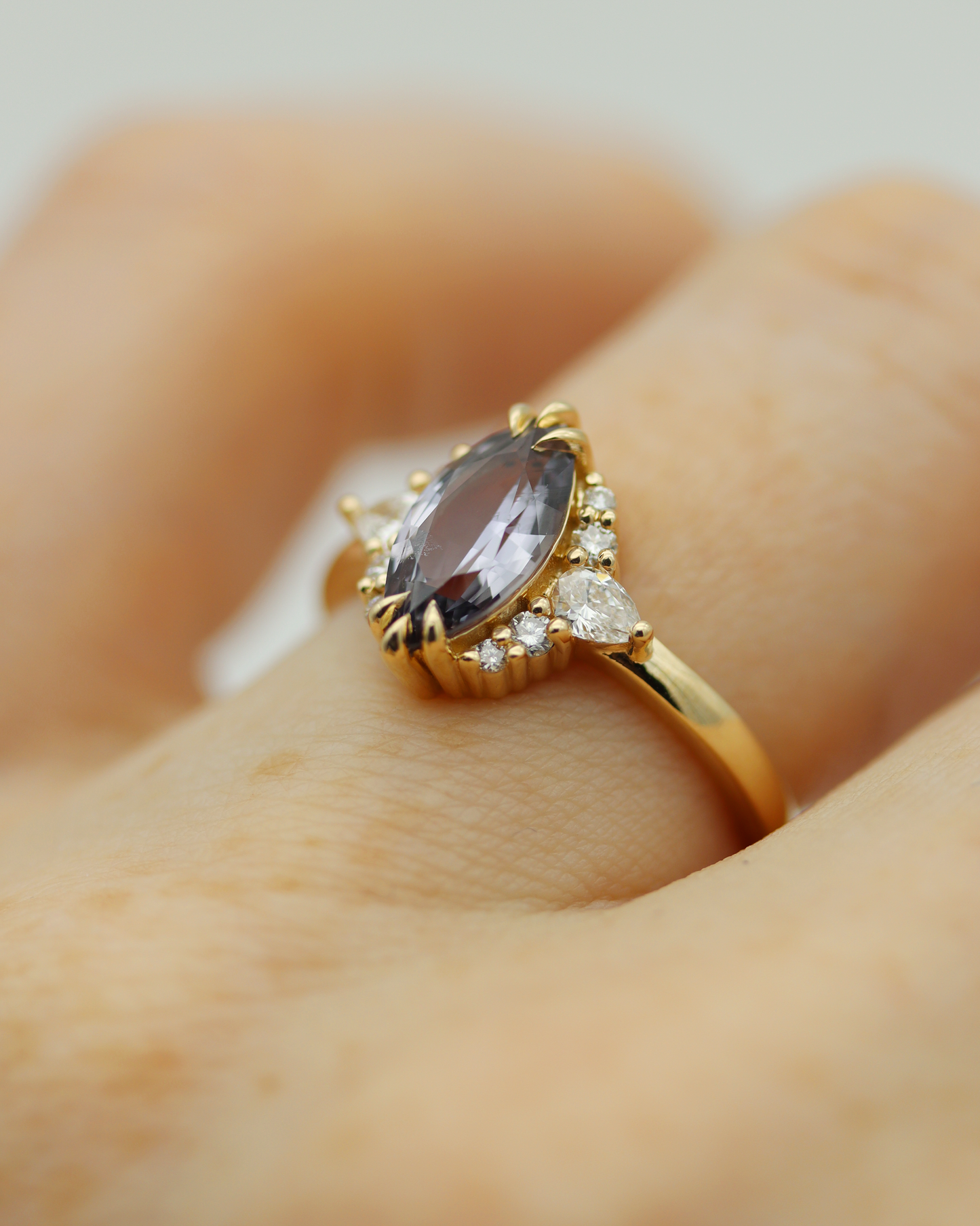 Rhonwen 1.24ct Lavender Marquise Cut Sapphire and Diamond Engagement Ring