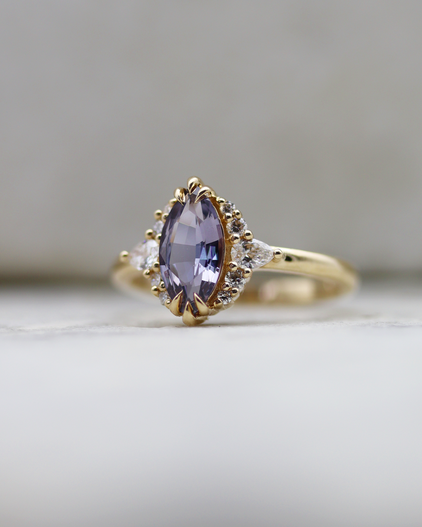 Rhonwen 1.24ct Lavender Marquise Cut Sapphire and Diamond Engagement Ring