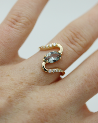 Radiant Waves 1.16ct Blue Marquise Sapphire and Diamond Ring